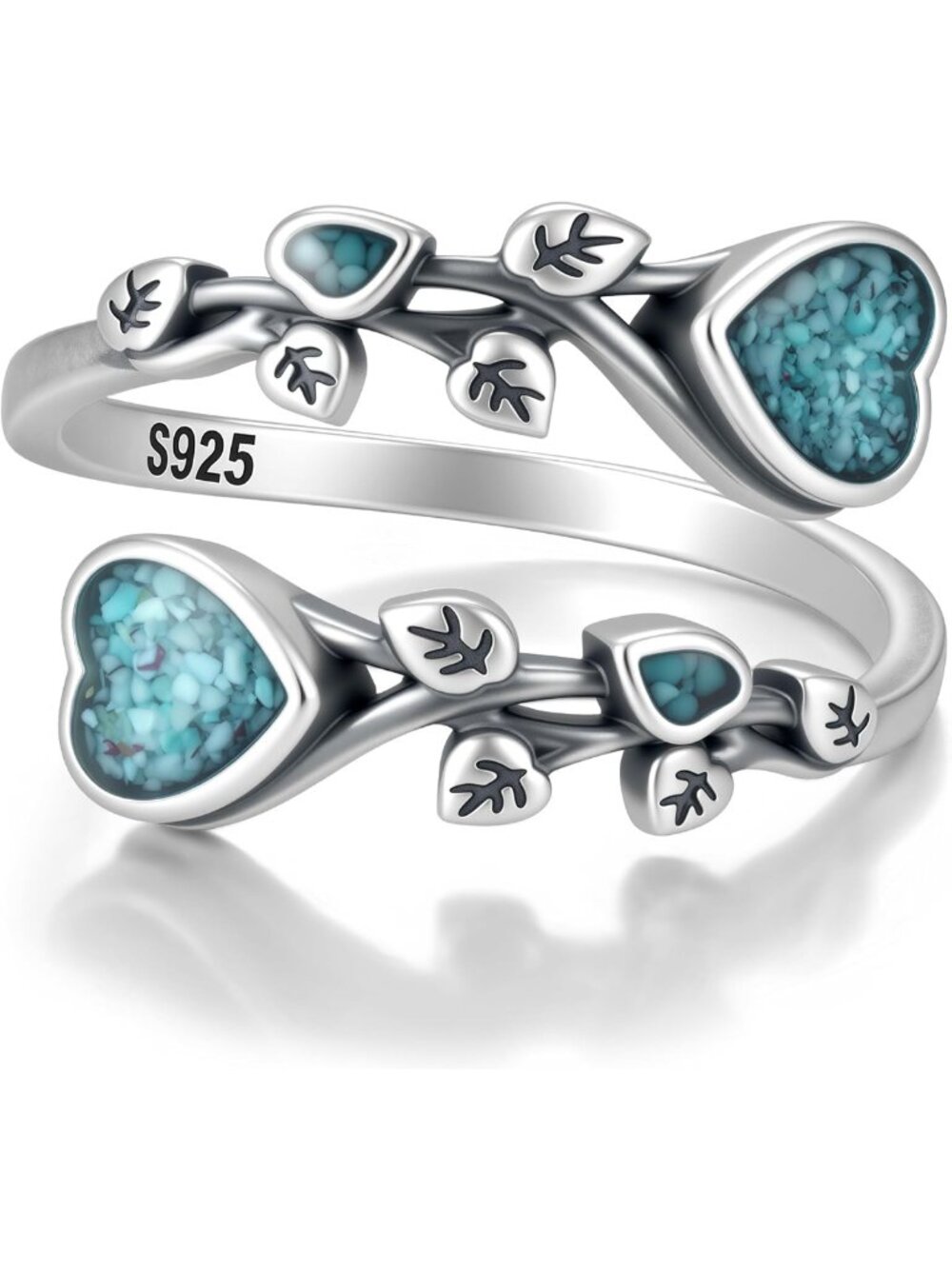 Adjustable 925 Sterling Silver Leaf & Moon Ring - Open Design Gift for Her